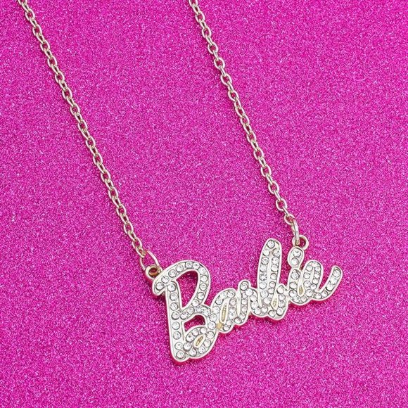 NEW Sparkling Bling Swarovski Crystal Rhinestone Barbie Logo Necklace +G… - Picture 7 of 15